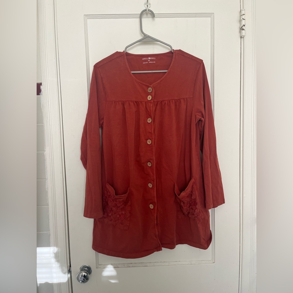 April Cornell Rust Embroidered Prairie Smock